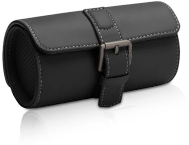 MODALO Genius Uhrenrolle für 2 Uhren – Elegantes Reiseetui aus Mikroleder, Kompakte Uhrenbox zur sicheren Aufbewahrung, Hochwertiges Uhrenetui für Reisen & Zuhause (Schwarz)