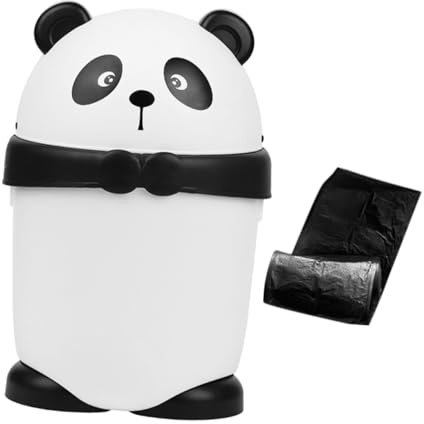 Garneck Poubelle Panda Mignonne Corbeille à Déchets Pratique avec Couvercle Rabattable en Plastique Pp, Design Adorable Cuisine et Salon