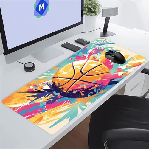 Jiian Tappetino Mouse XXL, Tappetino per Mouse da Gaming 700x400x2 mm, Tappetino Scrivania Grande, con Base in Gomma Antiscivolo, Mousepad per Ufficio e Gaming (Acquerello Basket)