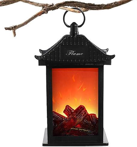 Nankoyal Lanterne de Cheminée - Lampe lanterne de feu sans flamme LED