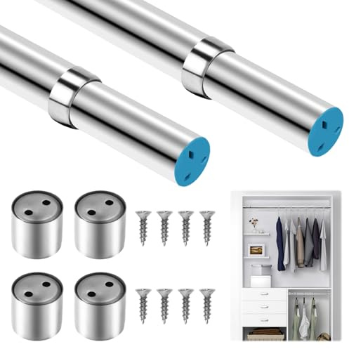 Lot de 2 Tube de Tringle de Penderie en Acier Inoxydable