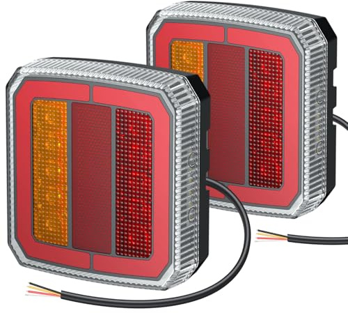 AUTOUTLET 2PCS LED Rückleuchten Anhänger, 12-30V 40 LED Universal Rücklichter Anhängerbeleuchtung 4 Funktion ink. Kennzeichenlicht, Wasserdichte IP65 & E57 E9 Mark, Heckleuchten für PKW LKW RV Caravan