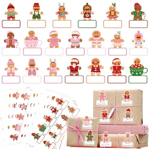 240 Pièces Étiquette Cadeau Noël, Étiquettes Autocollantes Noël, Emballages de Cadeaux de Noel, Prenom Auto-adhésif en Papier, Stickers Noel Etiquettes Adhésives pour Sacs Cadeaux