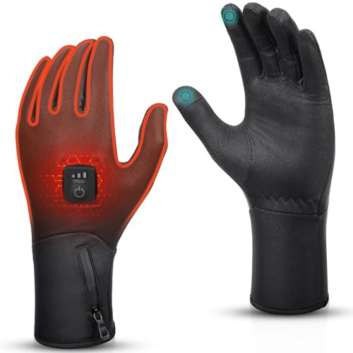 V.Step Beheizbare Handschuhe Herren Damen，Wiederaufladbar beheizte Handschuhe Dünne mit 7.4V Akku Touchscreen Winddicht, Winter Wärmende handwärmer für Ski Fahrrad Snowboard Outdoor M