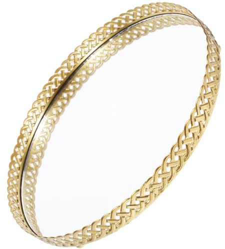 Garneck Deko Gold Spiegeltablett Rund Badezimmer Tablett Moderne Tischdeko Esstisch Schmucktablett Mit SpiegeloberfläChe FüR ParfüM Und Schminktisch Kosmetiktablett Zur Aufbewahrung Von Ringen Ketten