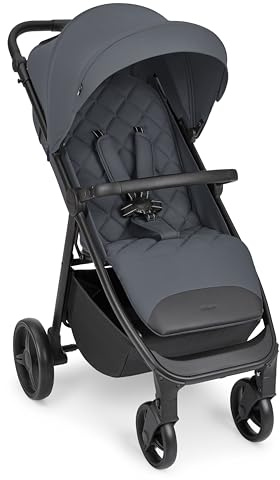 KikkaBoo Silla de Paseo Ligera URBAN, Carrito Bebe Desde Nacimiento Hasta 22 kg, Plegado con Una Mano, Reclinable y Compacto, Ruedas EVA Con Suspensión, Manillar Ajustable, Gris Oscuro