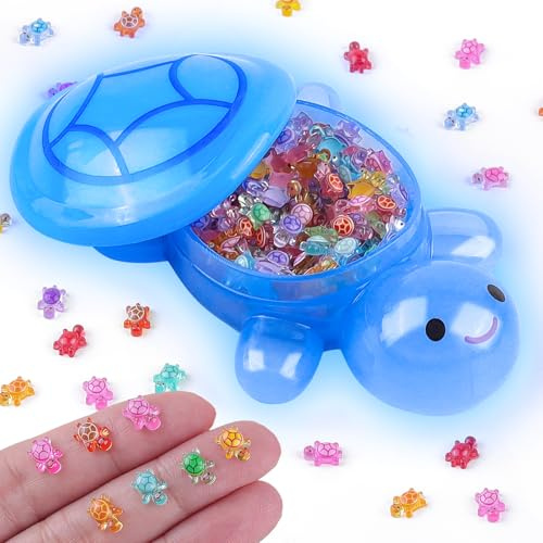 200 Mini-Harzschildkröten mit 1 Jumbo Harz Schildkröte Blau, Leuchtende Miniatur Meeresschildkröten Glow in The Dark für Feengarten Puppenhaus Mikro-Landschaftsbau