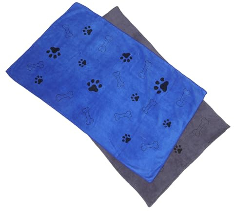 HIAKDOFT Lot de 2 Serviettes pour Chien et Chat en Microfibre Ultra Absorbante Séchage Rapide Grandes Dimensions 60 X 100 CM Épaisse et Douce pour Bain et Toilettage des Animaux de