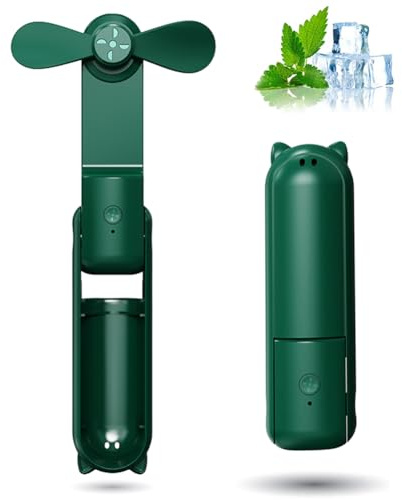 Hand Held Fan, Mini Pocket Handheld Fan with 3 Speeds Rechargeable Portable Folding Fans with Power Bank USB Rechargeable Fans for Home Office Travel Outdoor (12-24 Working Hours)(Green Dark Green)