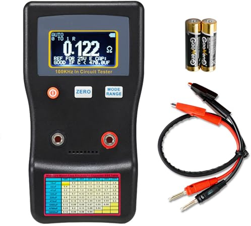SURLABA ESR Testeur de Condensateurs, 0,001~100R Ohmmètre Mesurer Résistance Interne des Condensateurs, Testeur Circuits Capacité, ESR Capacitor Meter pour Réparation de cartes TV/LCD/Audio