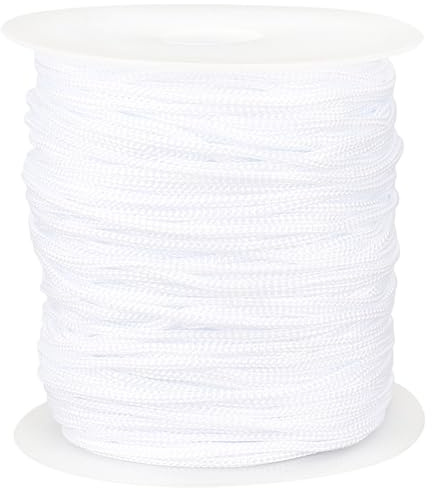 CABODYALS Cordón Fino de Nailon Blanco de 100 m Y 2mm para Cortinas, Tela de Ajuste, Cordel Trenzado, Cuerda Invisible, Hilos para Persianas, para Coser, Hacer Cortinas, Estores Romanos, Suministros p