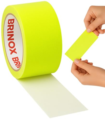 Brinox Ruban adhésif extra fort, ruban américain renforcé 50 mm x 10 m pour réparation, raccordement, scellage et emballage Jaune fluo