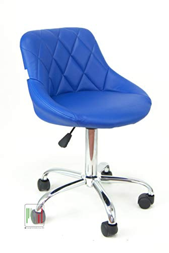 Stil Sedie - Poltrona Sedia Cameretta Girevole Modello GAIA In Velluto sedie da ufficio base in metallo cromato con ruote, da scrivania con schienale e regolabile in altezza colore Blu