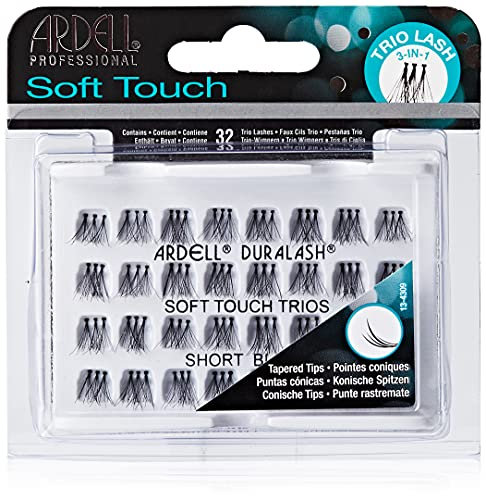 Forever Living Ardell Duralash Soft Touch Trios Short | Pestañas Postizas Con Nudo Cortas | Pestañas Trio - 32 Unidades - Color Negro | Las pestañas Soft Touch con punta cónica y son ultra ligeras.