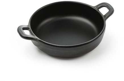 HENDI Mini contenitore per presentare e servire i cibi, con forma di casseruola, piatto da portata, tegame, vassoio da portata, non adatto a forni e a microonde, 150x115x(H) 37mm, melamina, nero