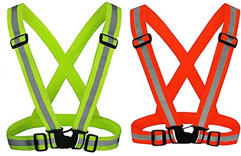 2PCS Chaleco Reflectante Moto, Tira Reflectante Moto Seguridad Visibilidad Alta homologado Chaleco XXXL elástico Reflectante Ajustable para Moteros Talla