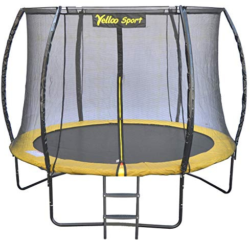 Yelloo Trampolín Deportivo Amarillo Alfombra elástica jardín Saltar niños Ø 250 310 370 cm Certificado CE TUV GS (diámetro, 250)