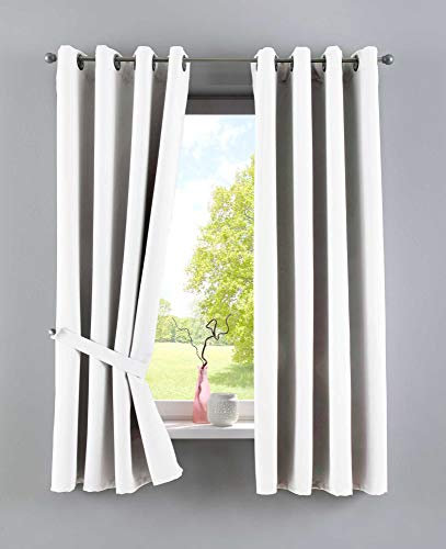 Gardinenbox Vorhänge Blickdicht »Newyork« Weiß HxB 160x140 cm 2er-Pack Thermo-Gardinen Verdunkelungsvorhang Blackout Ösen schalldämmend ÖKOTEX UV-Schutz Raffhalter, 201920600-2