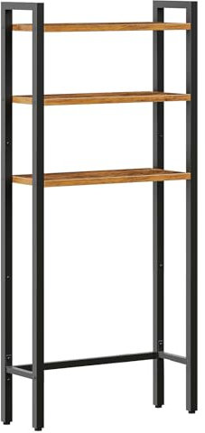 HOOBRO Estantería de Inodoro, Estante de Baño con 3 Estantes, Estantes para Aseo, Ahorra Espacio, Fácil Montaje, Marrón Rústico y Negro EBF41TS01