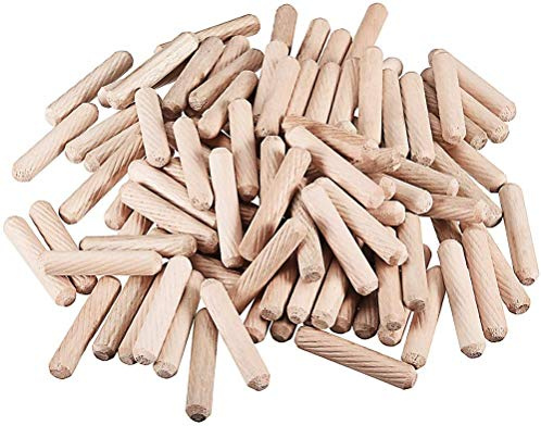 TERF® Holzdübelstifte, 8 mm x 40 mm, Holzdübel, massives Hartholz, getrocknet, geriffelt, abgeschrägt, Hartholzstangen, Möbel für professionelle Tischler, Heimwerker und Bastelprojekte, 200 Stück