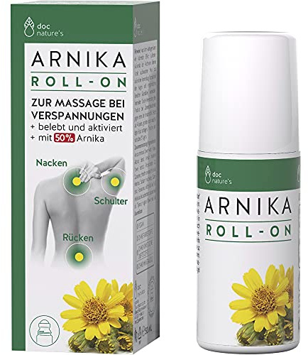 doc nature's Arnika Roll-on, Massage bei Verspannungen, 50 ml, mit Arnika montana und ätherischen Ölen, punktgenaue Selbstmassage für Nacken, Schulter & Rücken, vegan, ohne Mineralöle