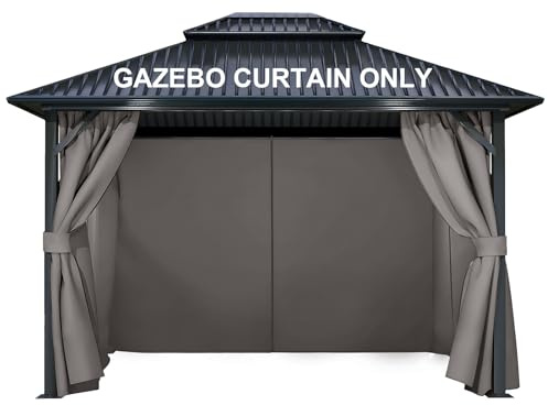 COWVIE 4PCS Pavillon Vorhang, 3 x 4 m Blickdichte & wasserdichte Seitenteile, UV-Schutz Outdoor Gardinen mit doppeltem Reißverschluss für Garten, Terrasse & Hof, Grau (nur Vorhänge)