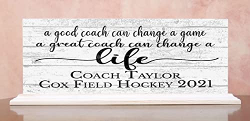 Personalized Coach Gift Plaque A Good Coach Can Change A Game Custom Coaches Sign for Desk or Shelf