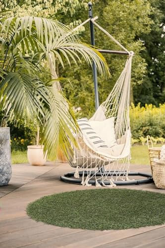 andiamo Kunstrasen Sansibar rund grün - Rasenteppich Outdoor witterungsbeständig mit Drainagelöchern ideal als Deko für den Außenbereich - Kunstrasenteppich Outdoor Grün Ø 55 cm