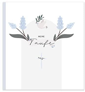 HIMMEL.HERZ.PAPIER® Gästebuch Taufe Junge - Taufbuch Junge - Meine Taufe Erinnerungsalbum - Taufgeschenk - Taufe Gästebuch (Blau)