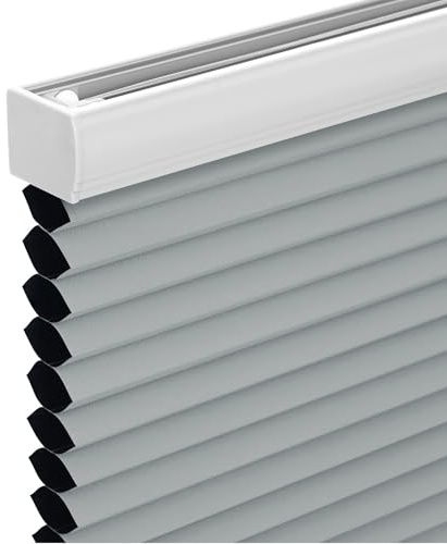 Changshade Cordless Cellular Shades, Blackout Honeycomb Shades for Windows, Pull Down Pleated Blinds, Easy to Install for Indoor Windows and French Doors,Custom Size, Grey