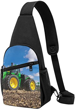 Traktor Bauernhof Casual Eine Schulter Kreuz Körper Brust Tasche Brieftasche Telefon Tasche Männer Crossbody Tasche Reise Walking Taille Tasche, Schwarz , Einheitsgröße