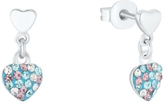 Prinzessin Lillifee Ohrhänger 925 Sterling Silber Mädchen Kinder Ohrschmuck, mit Preciosa, Herz, Kommt in Schmuck Geschenk Box