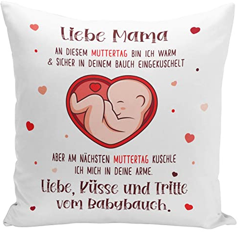 Tassenbrennerei Kissen - Liebe Mama an diesem Muttertag Bin noch in deinem Bauch - Geschenk zur Schwangerschaft am Muttertag - Schwanger