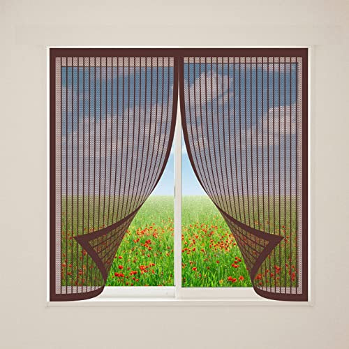 Fliegengitter für Dachfenster 285 x 235 cm Mückengitter Fenstergaze Fenster-Fliegengitter Ohne Bohren für Dachfenster mit Reißverschluss, Braun