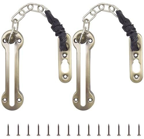 Yosawa 2 Stück Ketten-Türschutz, Türkettenschloss, Türriegel, kindersicher, Wohnung, Frontkette, Türschutz mit Schrauben, Stahlkette mit Lederbezug (Bronze/L)