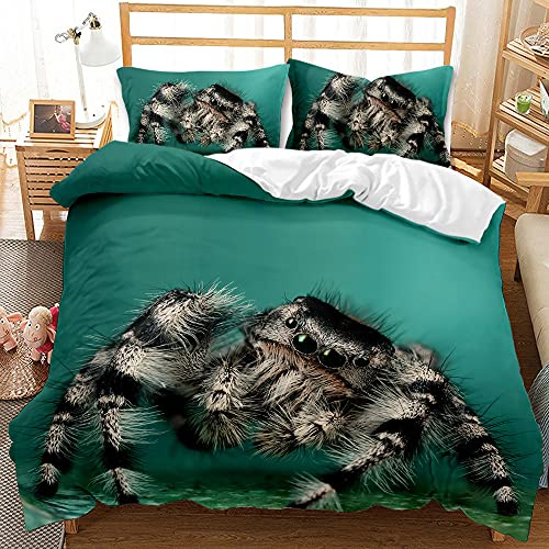 EHAOKK Araignée Rouge Noire poilue Set de Linge de lit,Araignée 3 pièces Housses de Couette,Araignée 3D Housse de Couette, Set de Linge de lit pour Enfants Animaux(C, 220 x 240 cm)
