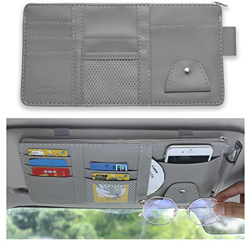 Organizador Parasol Coche, Gris Claro Organizador Visera para Auto, Organizador De Visera para Coche, Bolsa De Almacenamiento para Visera Organizador Accesorios Interiores Automóviles