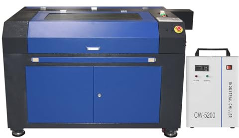 Autofokus-100W CO2 Laser Graviermaschine Lasergravurmaschine Engraver Graveur Laser Engraving Maschine 900mmx600mm,Wabenplatte,LightBurn,CorelDRAW,AutoCAD mit Industriewasserkühler CW-5200
