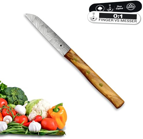 Premium Gemüsemesser - Extra Scharf, Allzweckmesser, Solingen, Schälmesser, Küchenmesser, Kneipchen, edler Holzgriff, Rostfrei (Blatt, Olive)