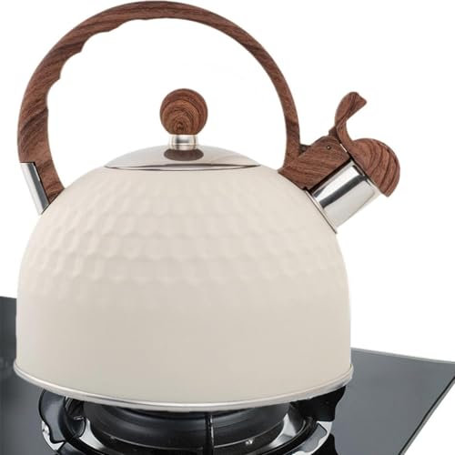 Théière sifflante – Bouilloire blanche en acier inoxydable durable et robuste compatible avec la maison, le bar, le restaurant, et plus encore