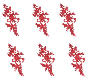 WTRYT 3 Paar Spitze Applikation 22.5Cm*10Cm Jede Blumen Spitzenapplikation 3D-Applikationen Zarte Stickerei Zur Dekoration Oder Herstellung Von Hochzeitsschleier Kleid Steppdecke Tischtuch-Rot