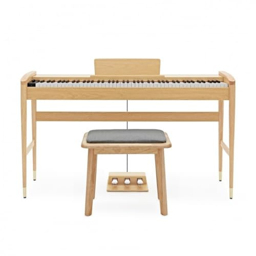 Keynote Digitalpiano 88 Tasten mit Bluetooth, Eichenholz | 88 gewichtete Tasten mit realistischem Gefühl, 40 Stimmen über DREAM-Audio-Engine, Bluetooth-Konnektivität