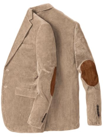 Chamarra de parche de codo de Stillluxury para hombre, de un solo pecho, de pana, casual, deportiva, con solapa de muesca, para boda, esmoquin, XXS