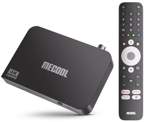 Android TV Box 12.0, MECOOL KM9 Pro MAX Smart TV Box 2GB 32GB certificación Netflix Google Asistente Dolby Audio, ATV 4K Soporte AV1 HDR 4K 2.4g 5.0g WiFi5 BT5.0 (Black)
