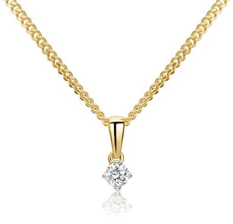 MIORE Schmuck, Kette Damen, Kettenanhänger Weißgold/Gelbgold 375 9kt mit Halskette Silber 925/ Vergoldet 18K und Diamant 0.10/0.15/0.25ct, Echt Gold Anhänger, Silberkette, Damen Schmuck Handgemacht