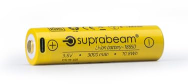Suprabeam Li-Ion Akku 3000mAh – USB-C wiederaufladbare Batterie mit Schutzschaltung, 70 mm, Hochwertiger Ersatzakku, nur für M6r & M6xr Taschenlampen geeignet