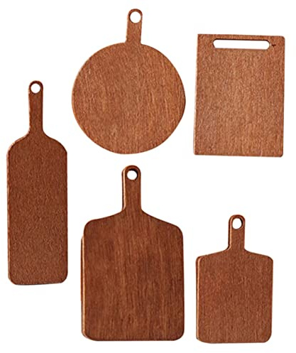 PRETYZOOM Mini House 5pcs Simulated Chopping Board Kitchen Mini Cutting Board Wooden Toy Model Micro Scene Decoration