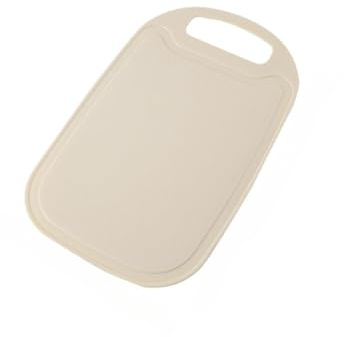 Piccolo tagliere in plastica per cucina, antiscivolo, rettangolare, con scanalatura per succhi, lavabile in lavastoviglie per frutta, verdura e alimenti per bambini (beige)