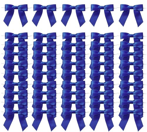 MORSUNBELA Geschenkschleifen Dunkelblau Deko Schleifen Geschenk Schleife für Hochzeit Geburtstag Weihnachten Kommunion,50 Stück,Blau