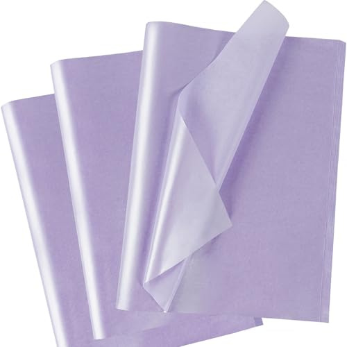 60 Blatt Geschenkpapier Seidenpapier, Lila Seidenpapier Verpackungsmaterial, schimmerndes Metallic Bastelpapier Seidenpapier mit Perlmutt, Transparentpapier für Geburtstag, Weihnachten, 50 x 35 cm